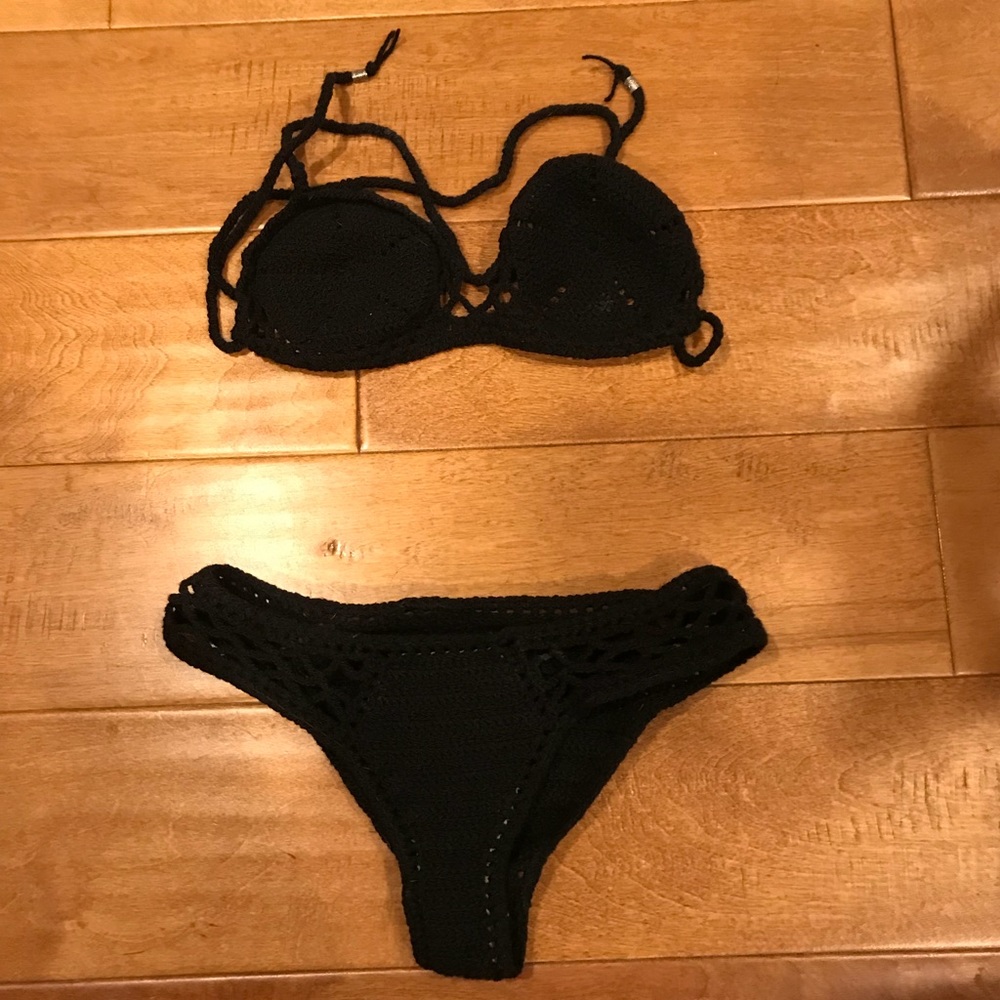 Crochet black bikini